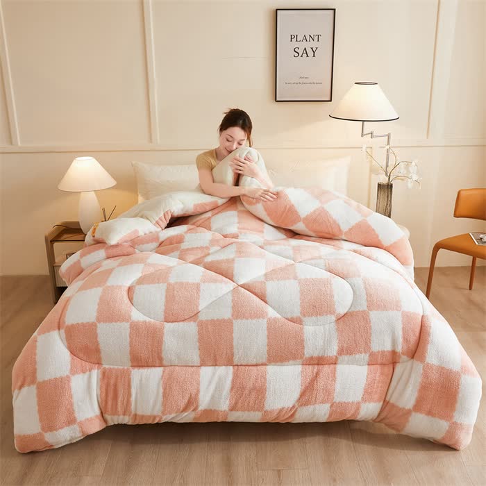 Coperta invernale in pile a scacchiera