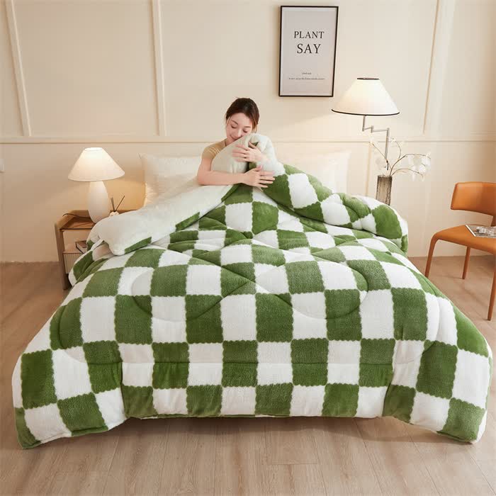Coperta invernale in pile a scacchiera