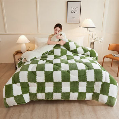 Coperta invernale in pile a scacchiera