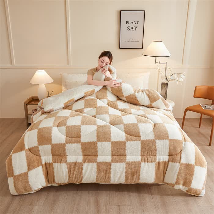 Coperta invernale in pile a scacchiera