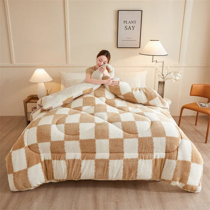 Coperta invernale in pile a scacchiera