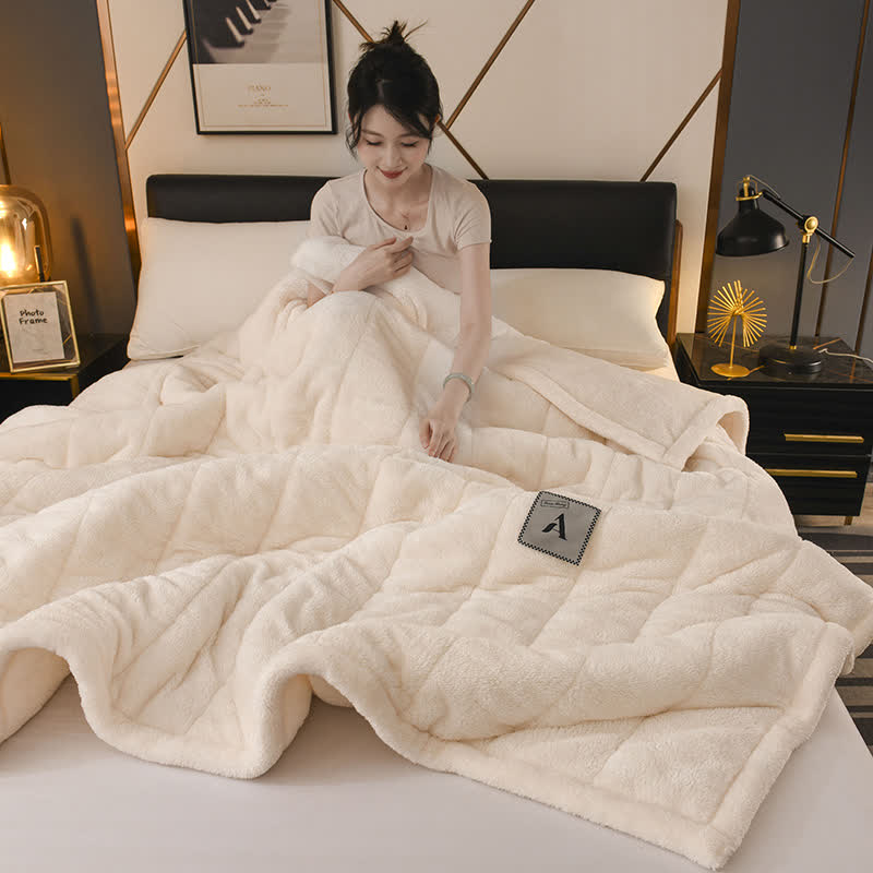 Coperta semplice in pile bifacciale - Bianco - 200cm x 230cm - image 9