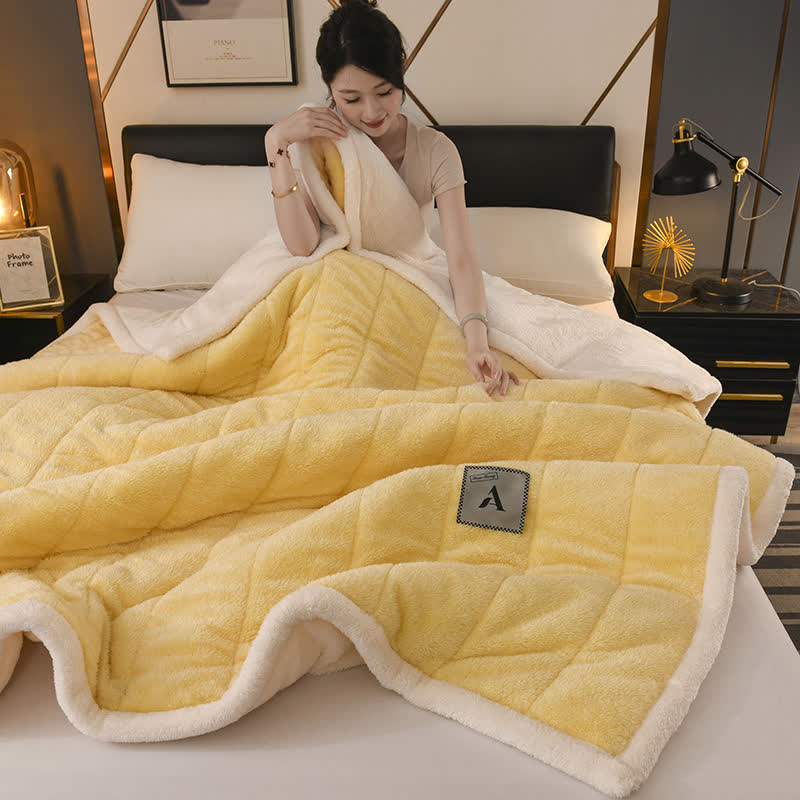 Coperta semplice in pile bifacciale - Giallo - 200cm x 230cm - image 11