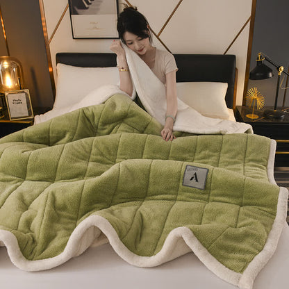 Coperta semplice in pile bifacciale - Matcha verde - 200cm x 230cm - image 15