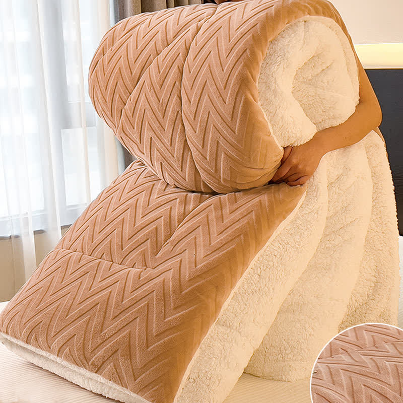 Coperta calda in sherpa con anima trapuntata
