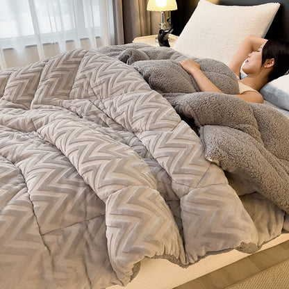 Coperta calda in sherpa con anima trapuntata