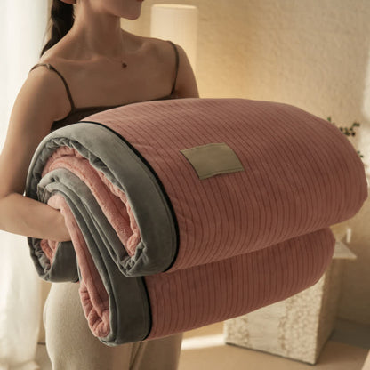 Coperta reversibile in velluto tinta unita