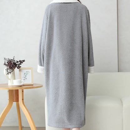 Camicia da notte lunga con cerniera in morbido pile caldo
