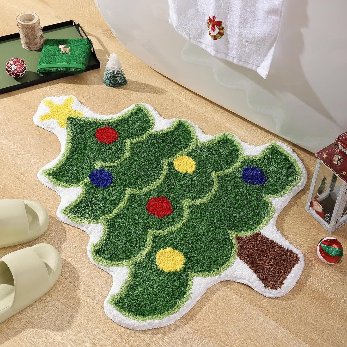 Tappeto antiscivolo per la casa a forma di albero di Natale