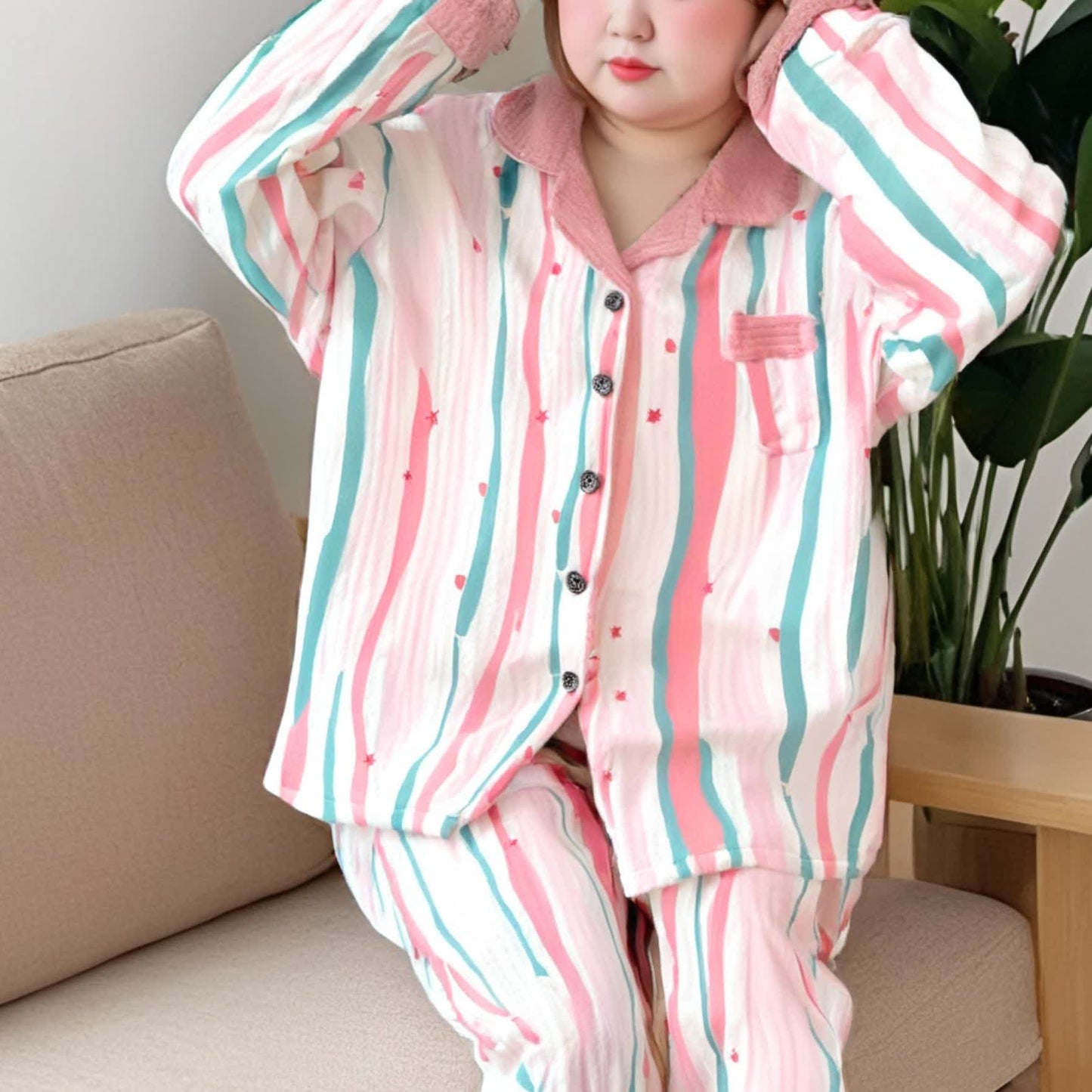 Completo da notte in cotone Soft Air taglie forti