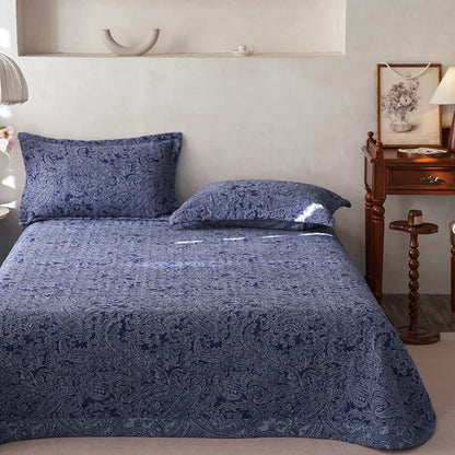 Copriletto trapuntato in garza di cotone con motivo Paisley vintage