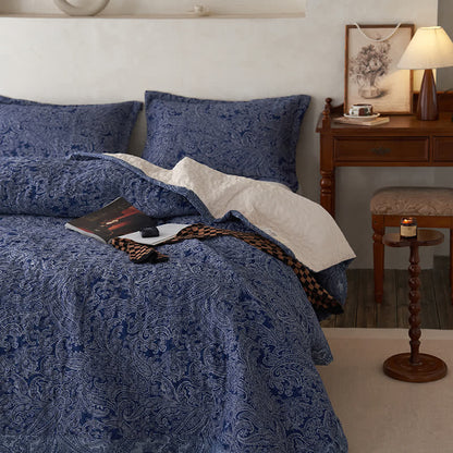 Copriletto trapuntato in garza di cotone con motivo Paisley vintage