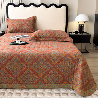 Copriletto trapuntato in cotone jacquard tinto in filo