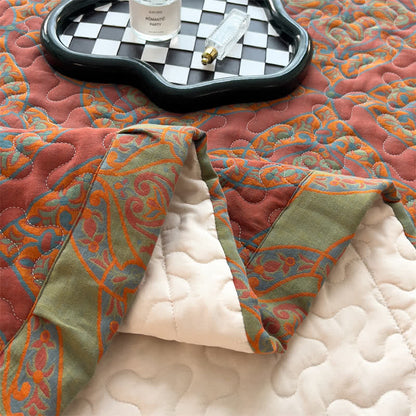 Copriletto trapuntato in cotone jacquard tinto in filo