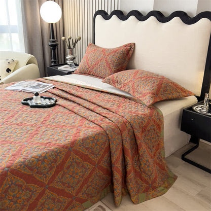 Copriletto trapuntato in cotone jacquard tinto in filo