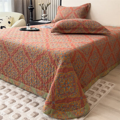 Copriletto trapuntato in cotone jacquard tinto in filo