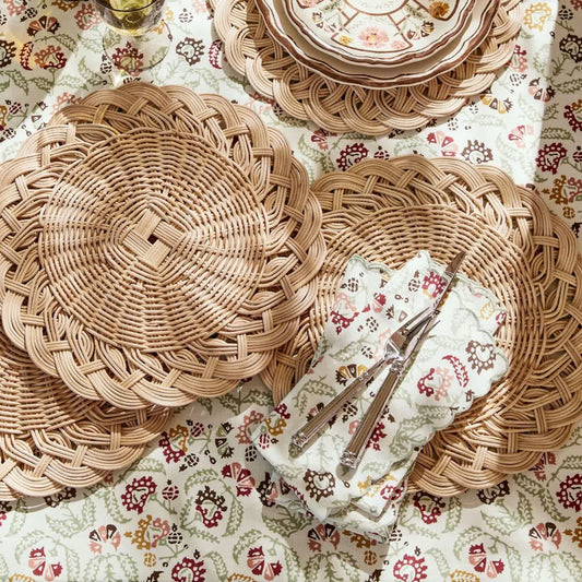 Tovaglietta in rattan intrecciata a mano di forma rotonda