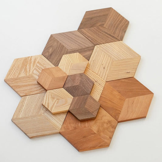 Sottobicchiere in legno a forma esagonale