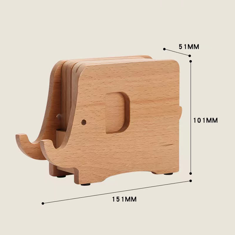 Porta telefono in legno a forma di elefante