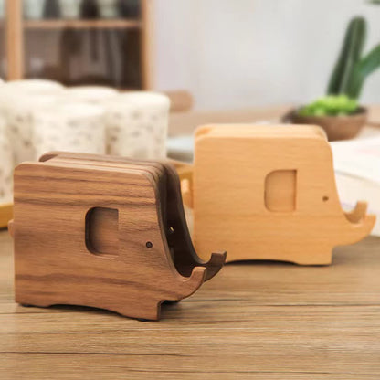 Porta telefono in legno a forma di elefante