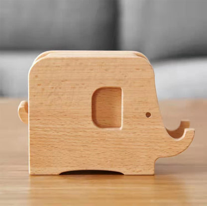 Porta telefono in legno a forma di elefante