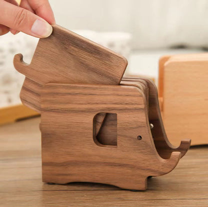 Porta telefono in legno a forma di elefante