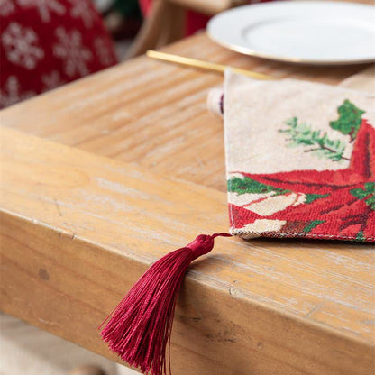 Runner da tavola natalizio floreale in jacquard