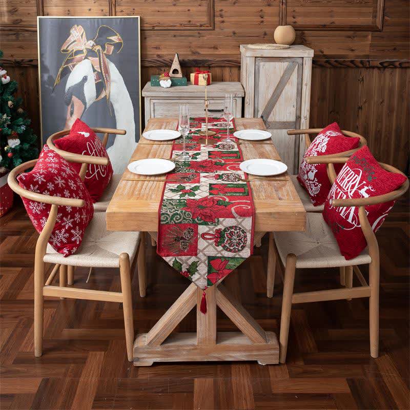 Runner da tavola natalizio floreale in jacquard