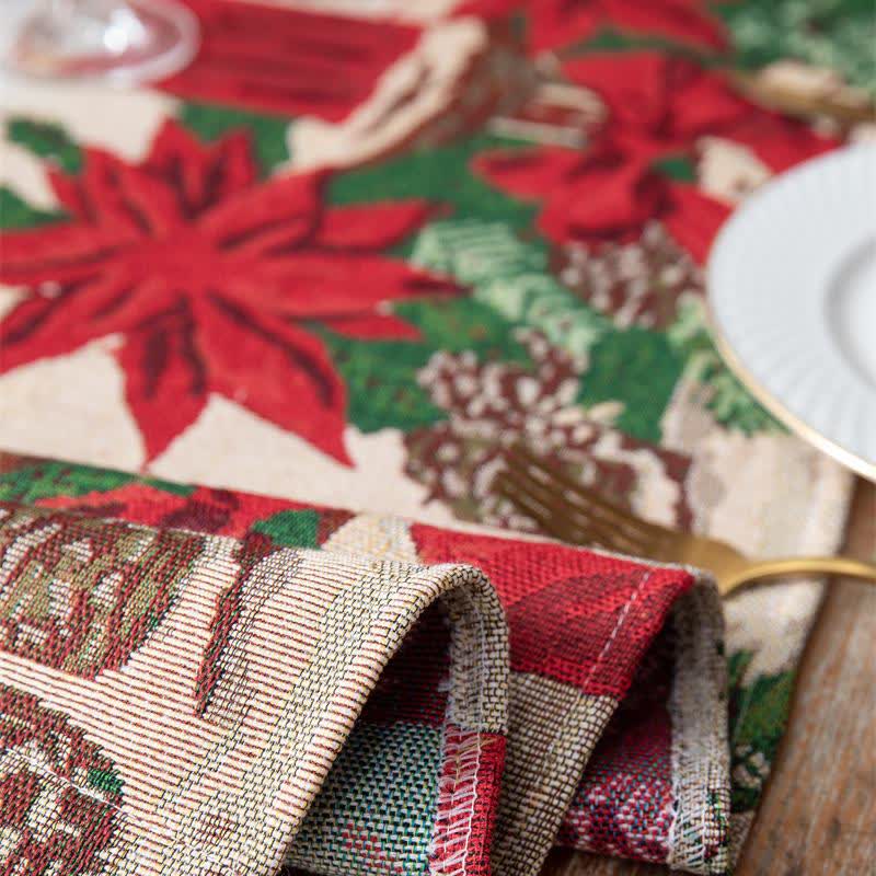 Runner da tavola natalizio floreale in jacquard