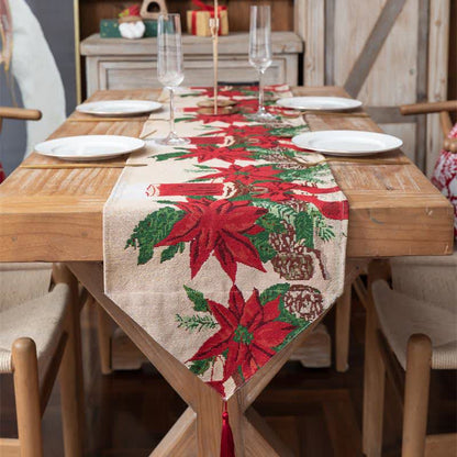 Runner da tavola natalizio floreale in jacquard