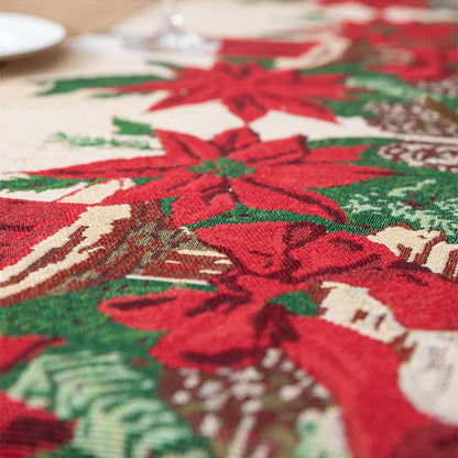 Runner da tavola natalizio floreale in jacquard