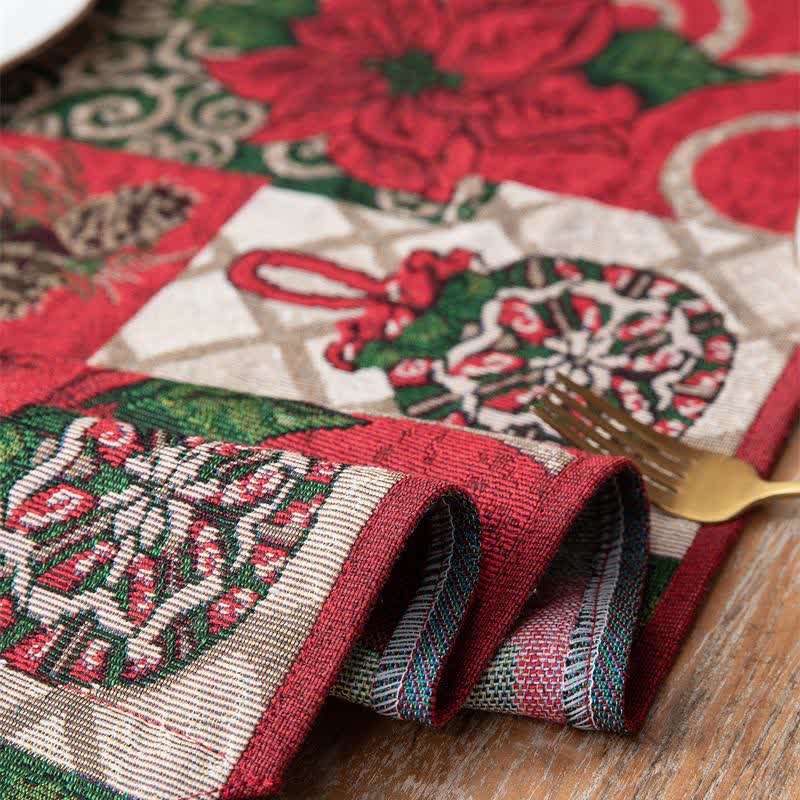 Runner da tavola natalizio floreale in jacquard