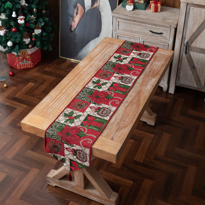 Runner da tavola natalizio floreale in jacquard