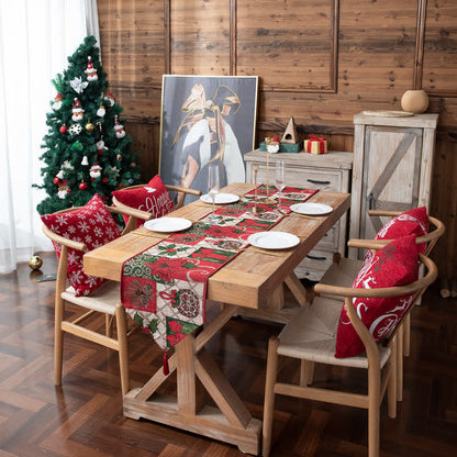 Runner da tavola natalizio floreale in jacquard