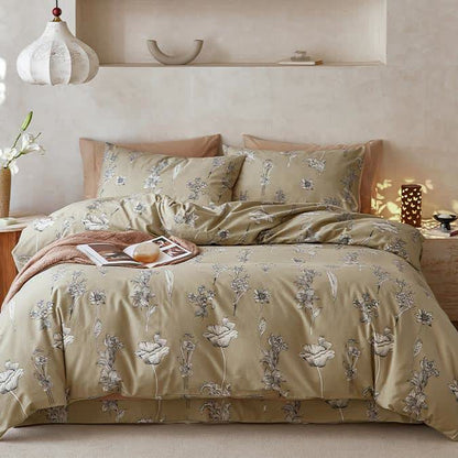 Set di biancheria da letto floreale in morbido cotone spazzolato (4 pezzi)