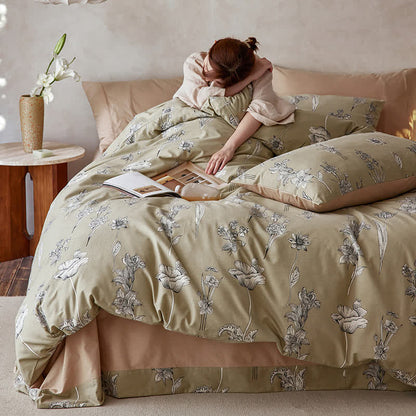 Set di biancheria da letto floreale in morbido cotone spazzolato (4 pezzi)