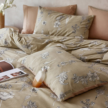 Set di biancheria da letto floreale in morbido cotone spazzolato (4 pezzi)