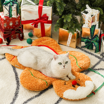 Tappetino morbido per animali domestici a forma di omino di pan di zenzero di Natale