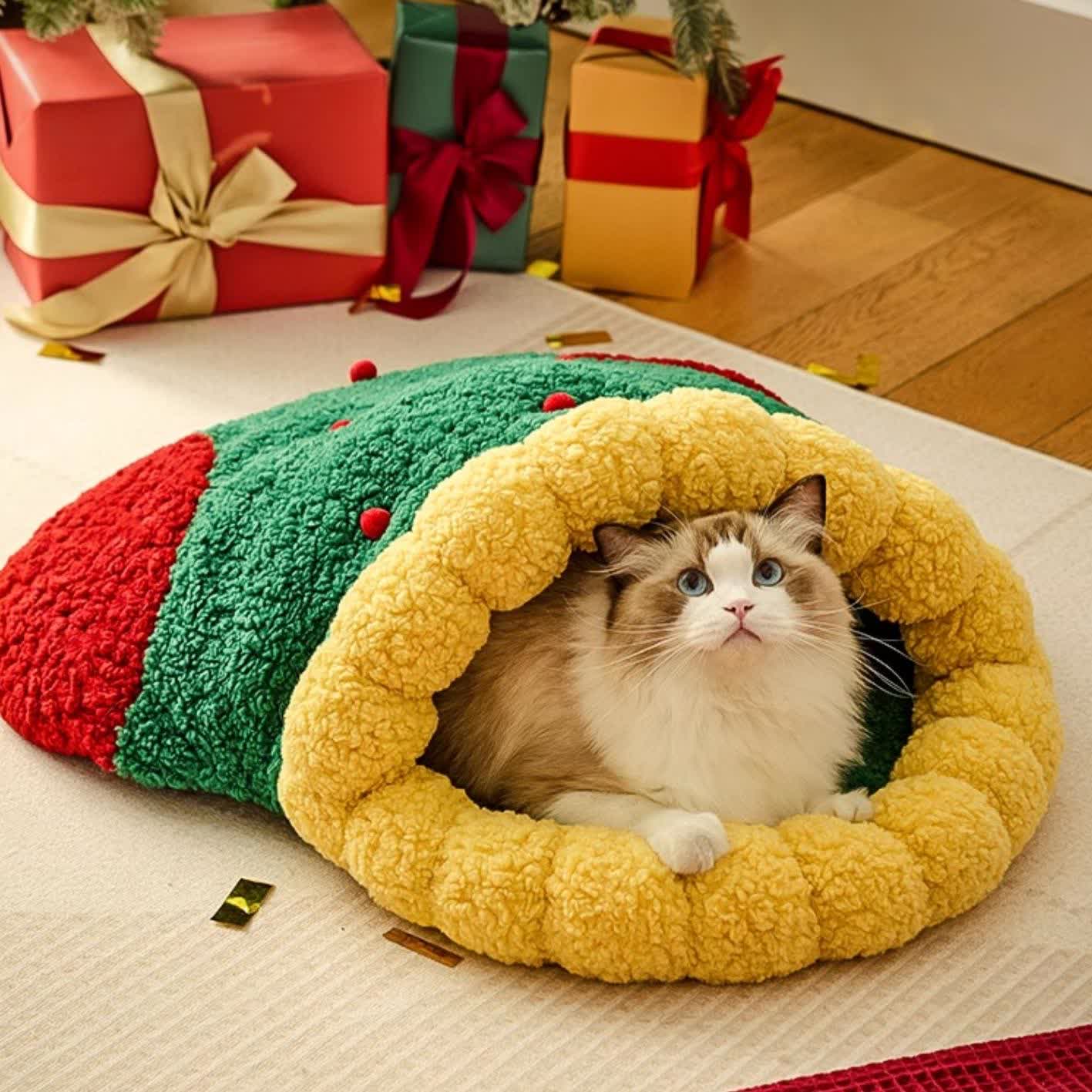 Sacco a pelo caldo per animali domestici con calze di Natale