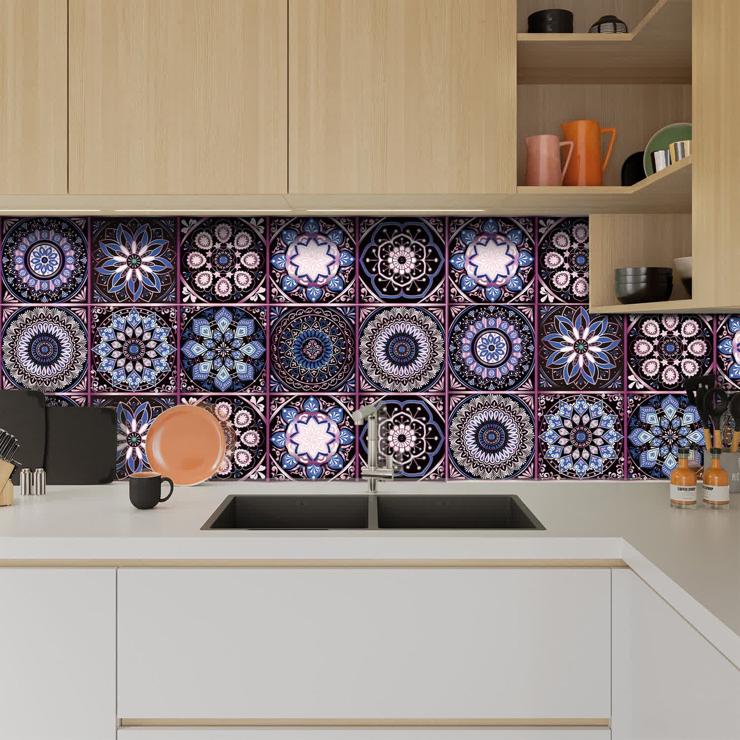 Adesivo murale Mandala staccabile e attaccabile (10 pezzi)