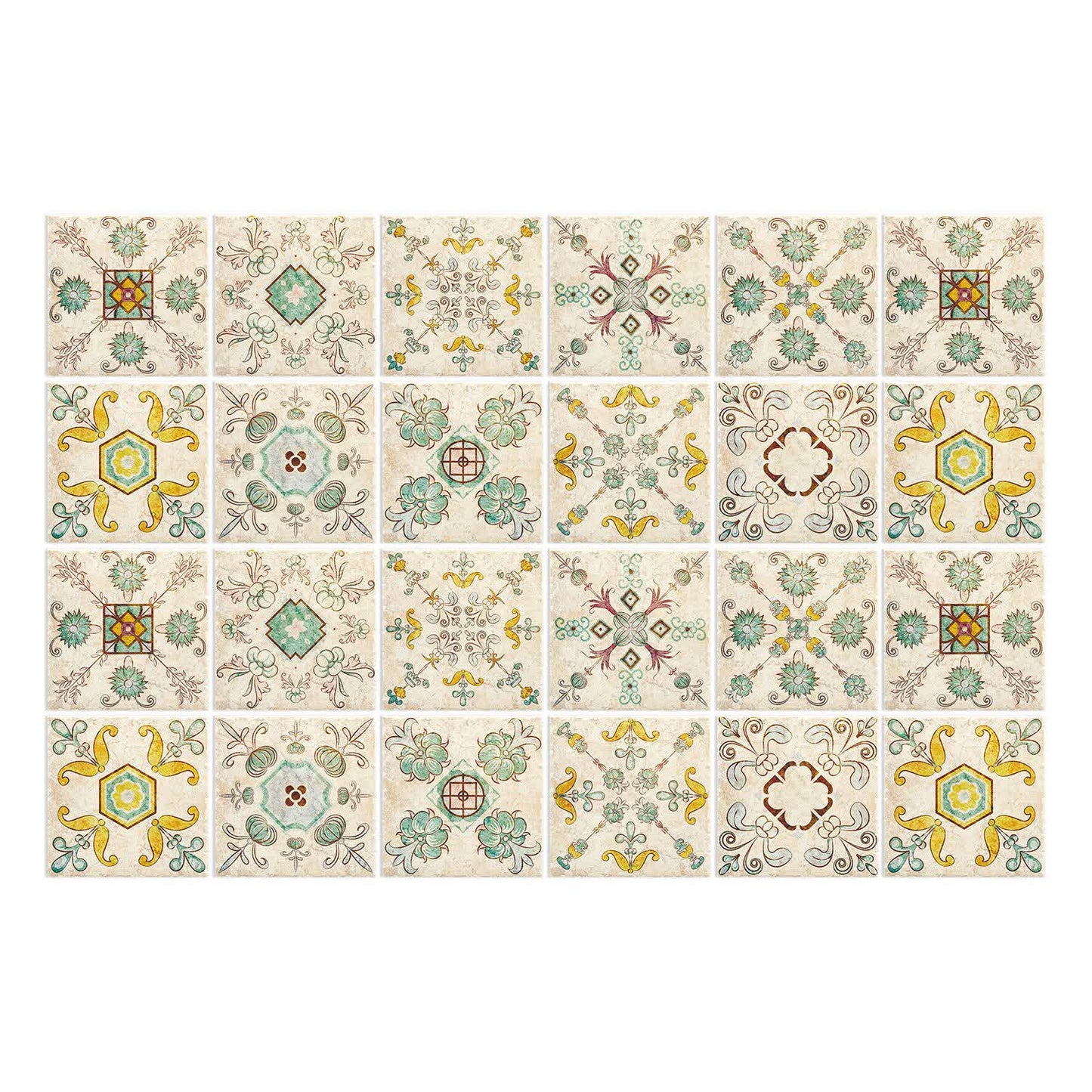 Adesivo da parete con fiori retrò semplici (24 pezzi)