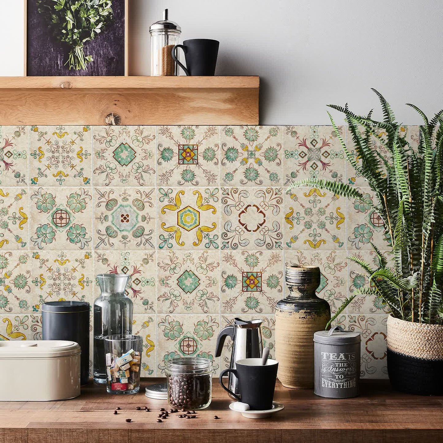 Adesivo da parete con fiori retrò semplici (24 pezzi)