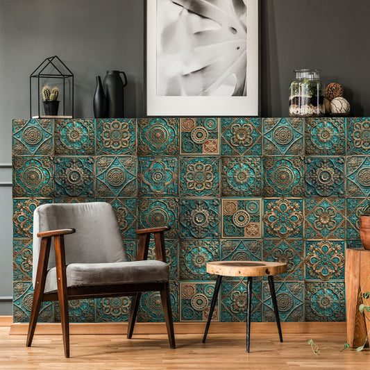 Adesivi per piastrelle impermeabili con mandala vintage (10 pezzi)