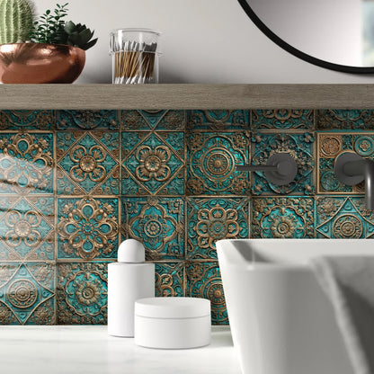 Adesivi per piastrelle impermeabili con mandala vintage (10 pezzi)