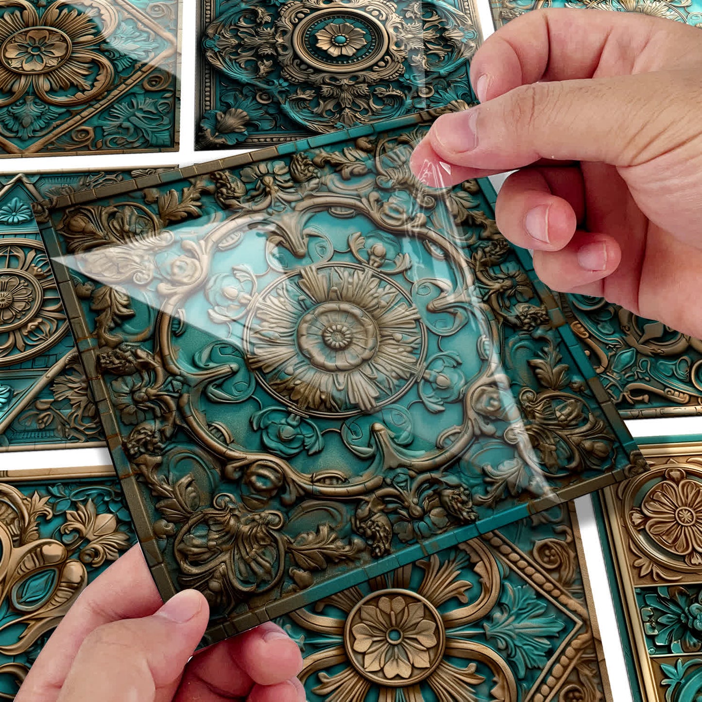 Adesivi per piastrelle impermeabili con mandala vintage (10 pezzi)