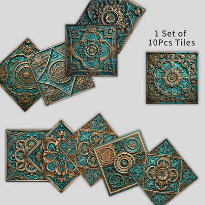 Adesivi per piastrelle impermeabili con mandala vintage (10 pezzi)
