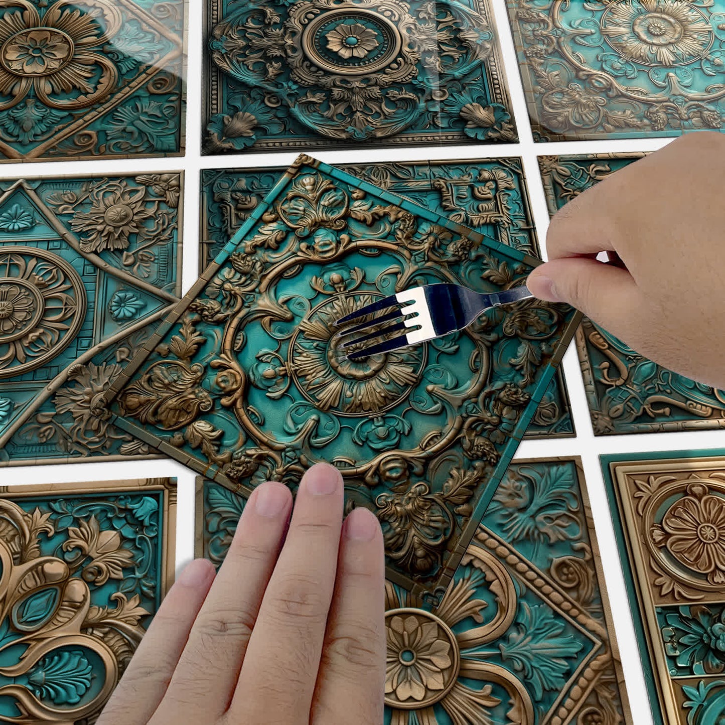 Adesivi per piastrelle impermeabili con mandala vintage (10 pezzi)