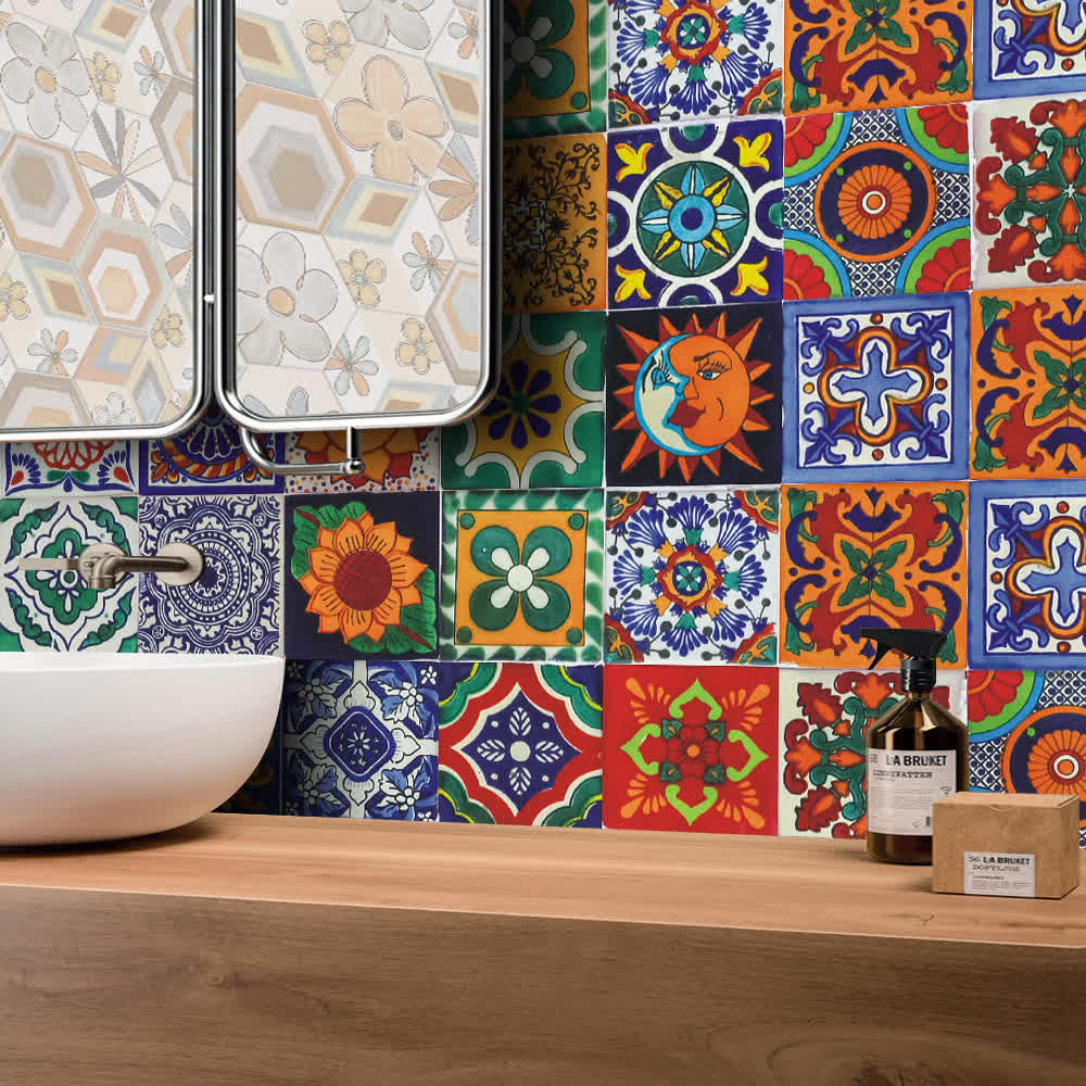 Adesivo da parete impermeabile Talavera Bohemian (24 pezzi)