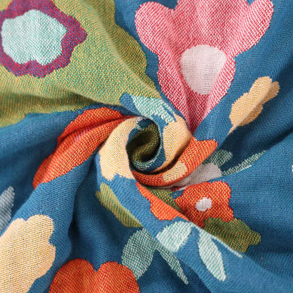 Coperta morbida in garza di cotone con fiori luminosi