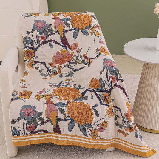 Coperta leggera in garza di cotone con fiori in fiore